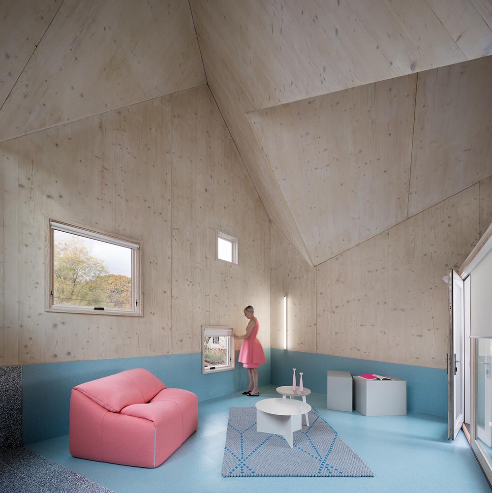 Interior View Displaying Unique Gable Roof Architecture (© NAARO | naaro.com)