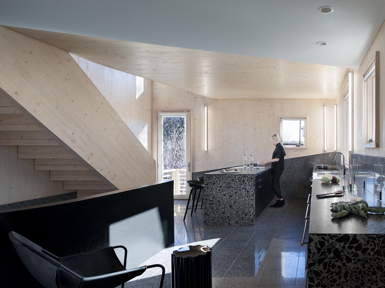 Interior View with CLT Staircase (© NAARO | naaro.com)