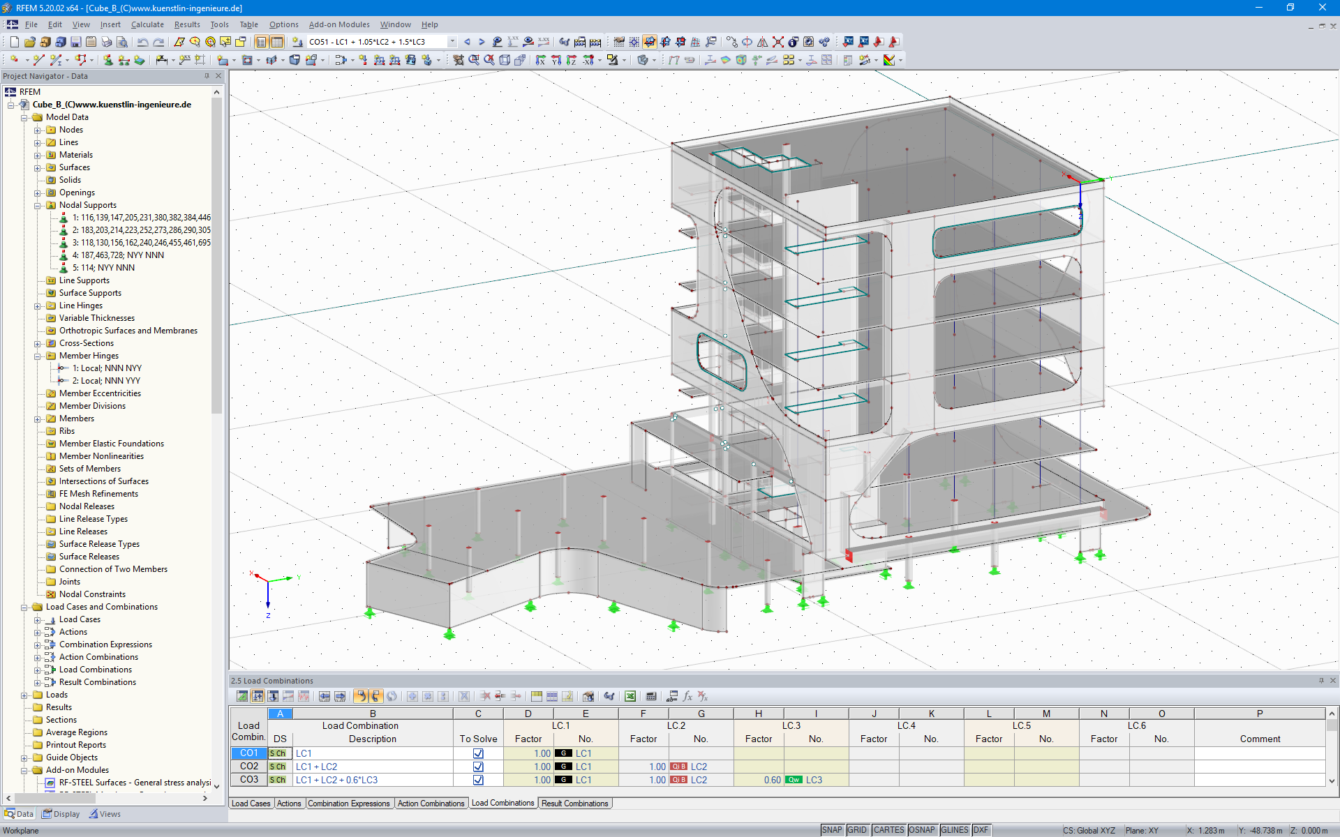 3D Model of "Cube B" in RFEM (© kunstlin ingenieure)