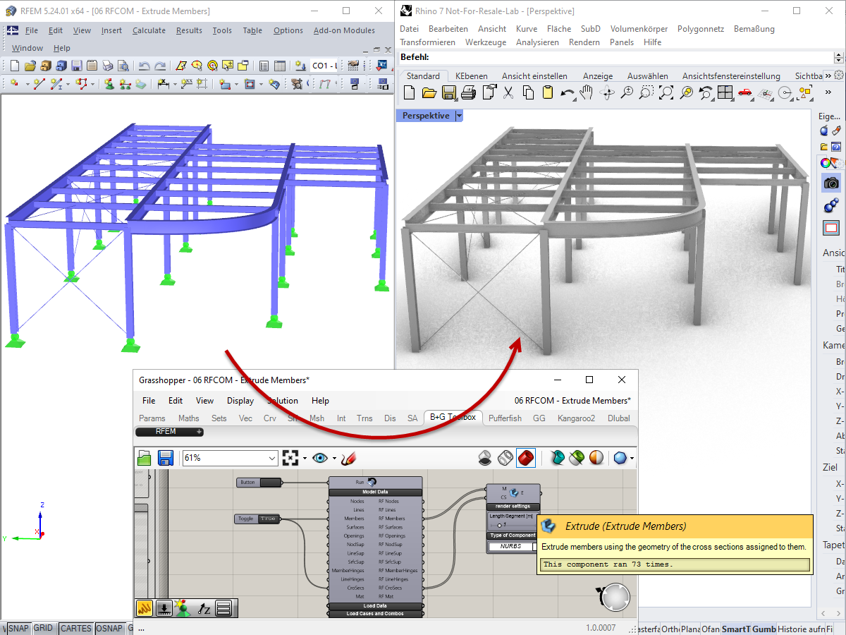 Transferring Member Structure from RFEM to Rhino via Grasshopper