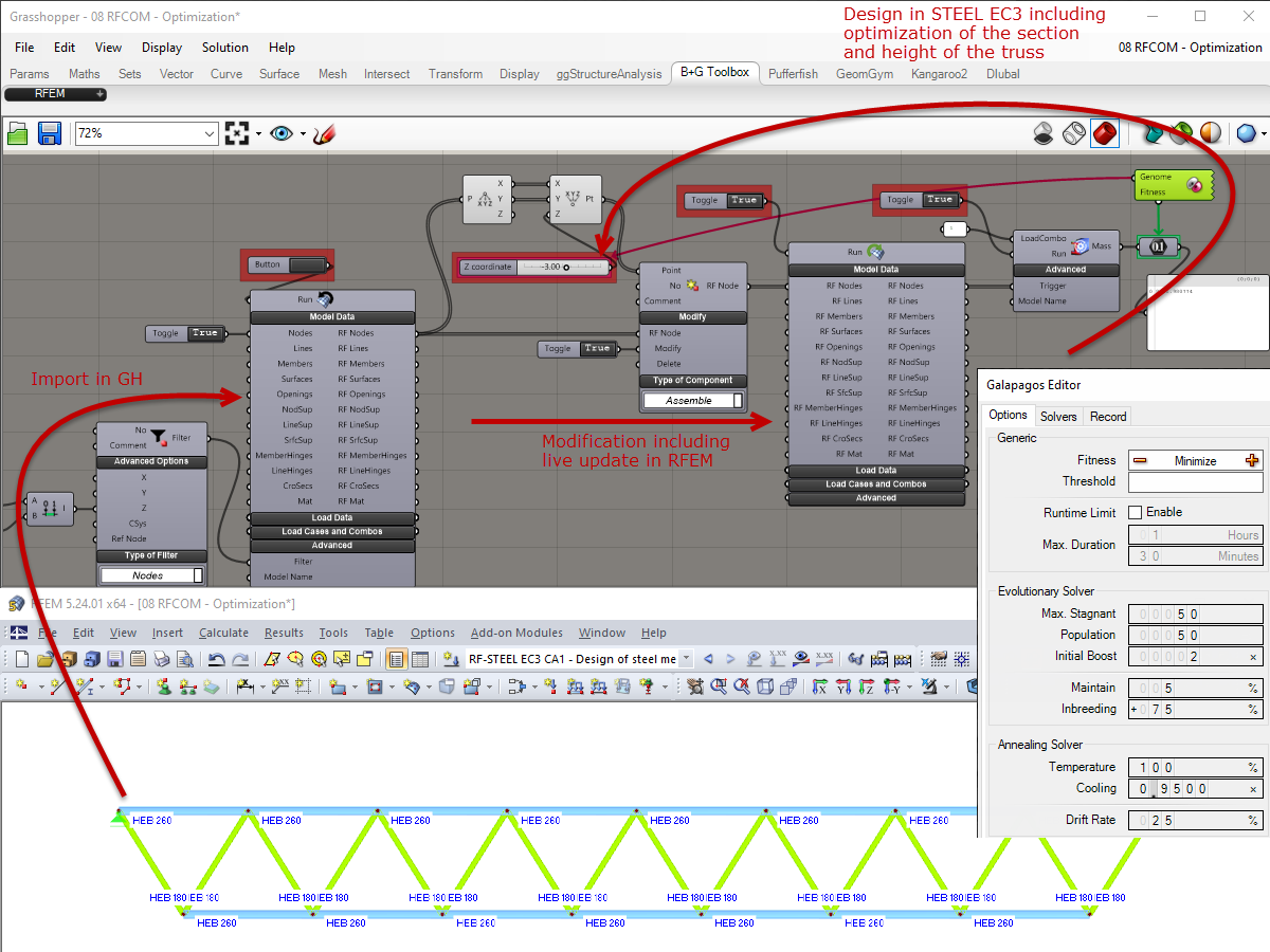 Optimizing Cross-Sections and Height of Truss
