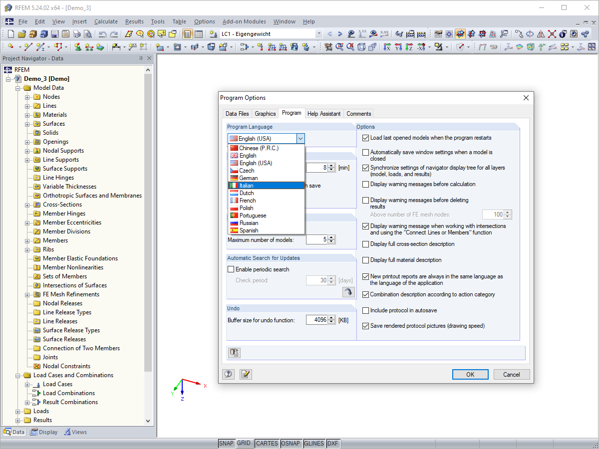 Setting Program Language