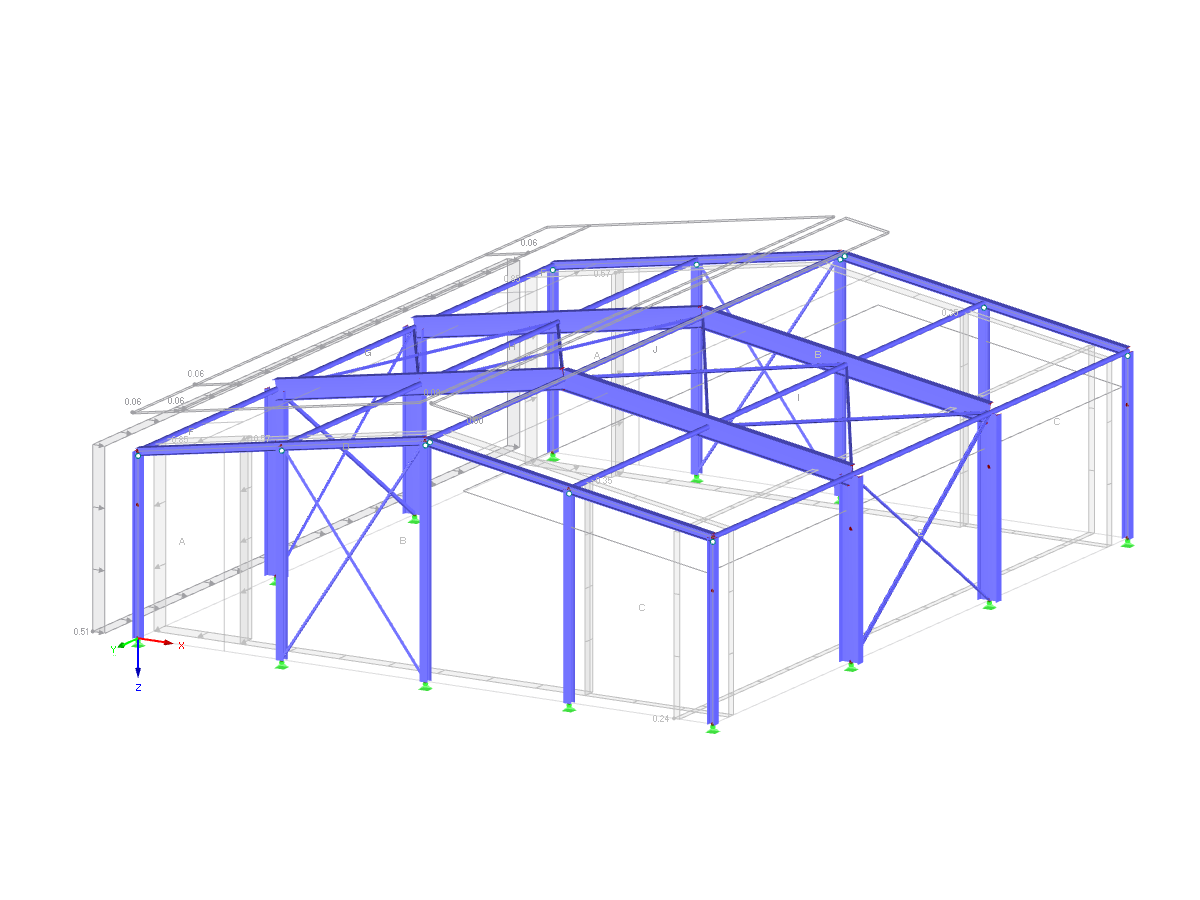 Steel Hall with Automatically Generated Wind Loads