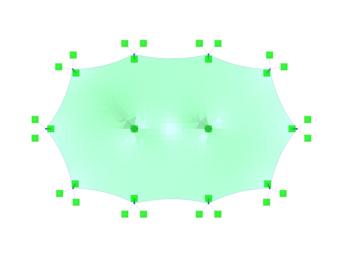 Tent Roof with Two Cone Tips, Z-Axis Direction View 