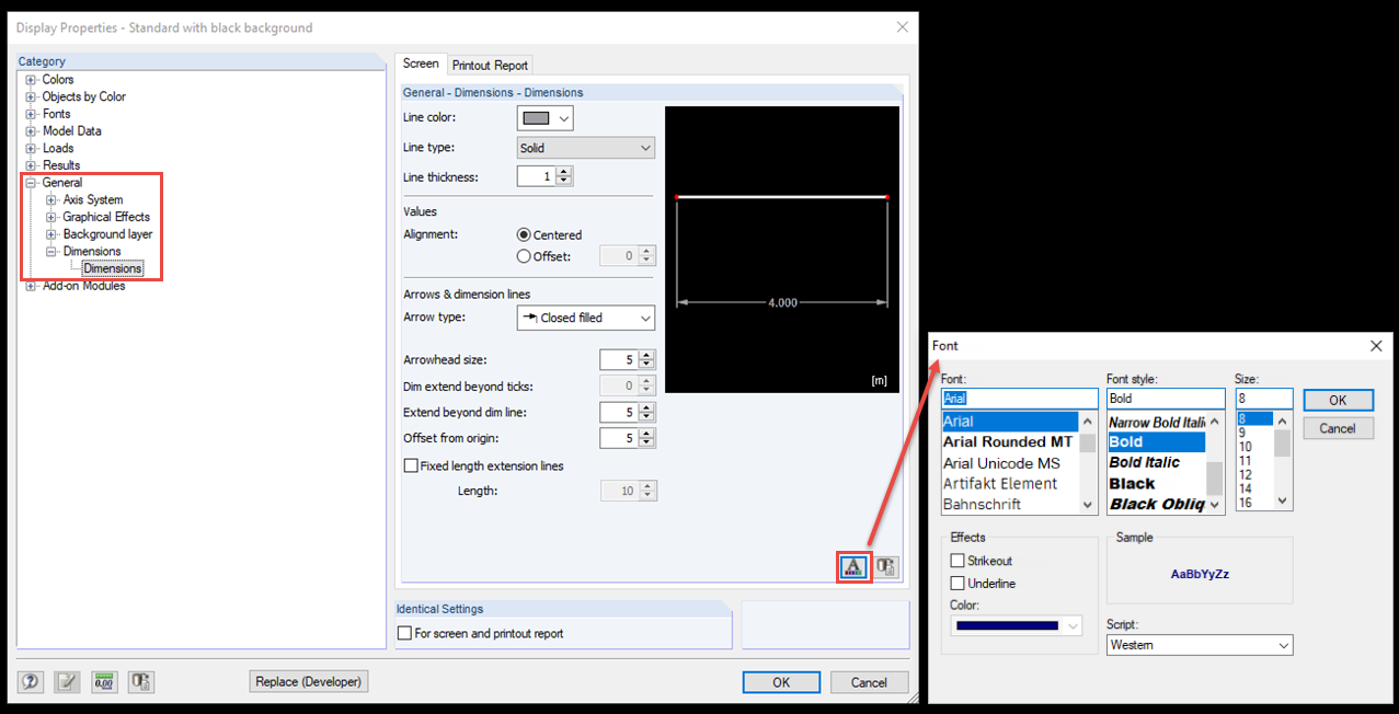 Changing Display of Dimensions