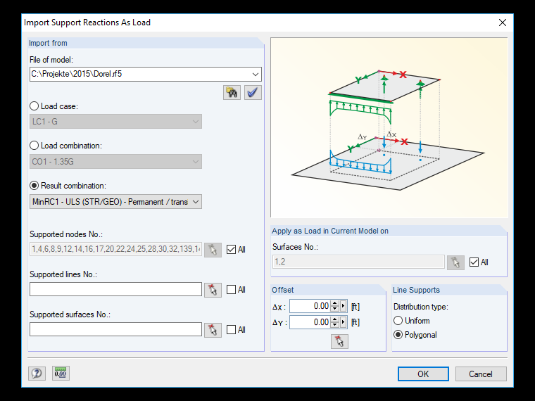 Dialog Box "Import Support Reactions as Load"