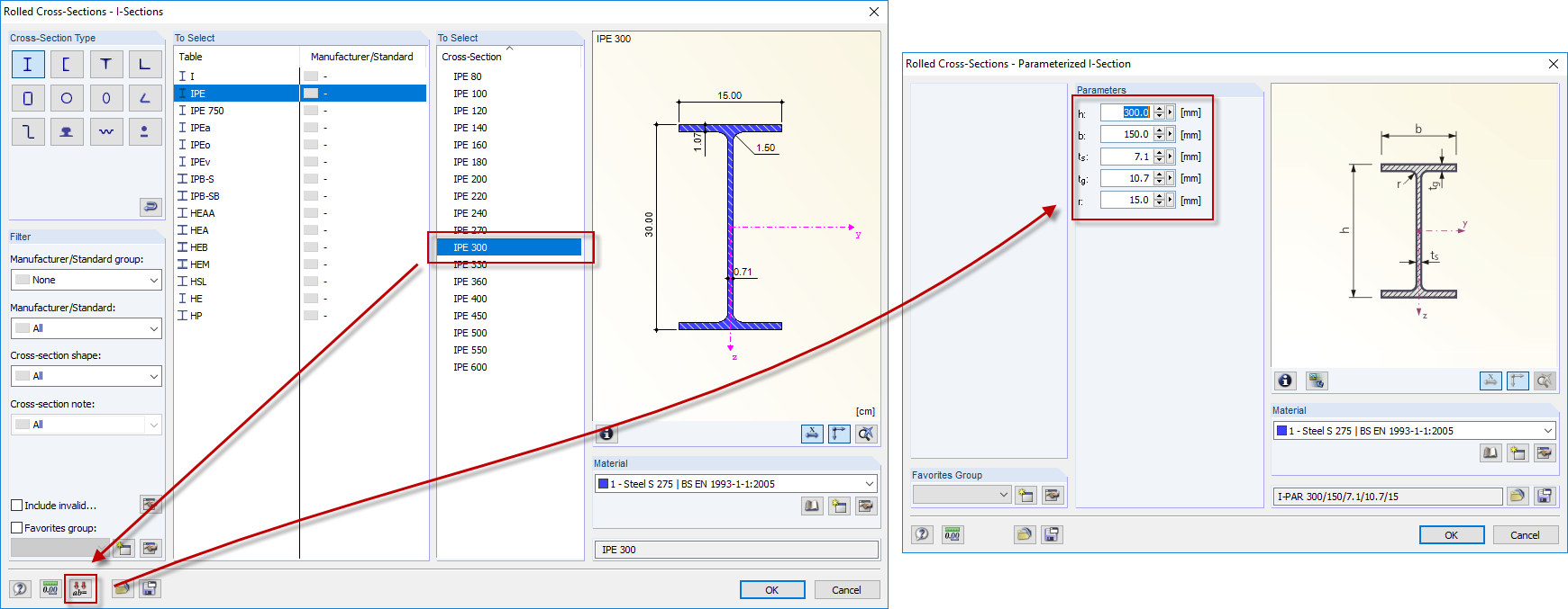 Rolled Cross-Sections - Parametric Input