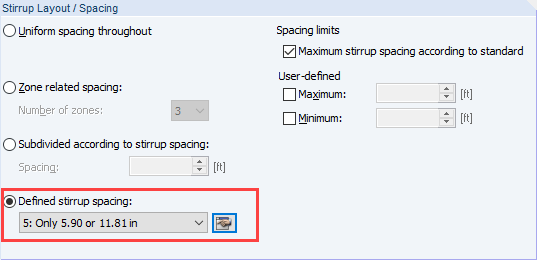 Selecting Stirrup Spacing