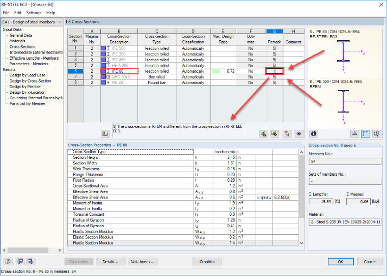 Different Cross-Sections in RFEM and in Add-on Module