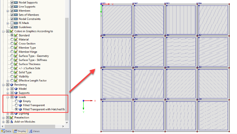 Displaying Hatching for Surface Loads
