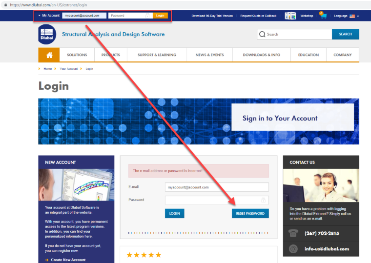Dlubal Account: Reset Password on Initial Login