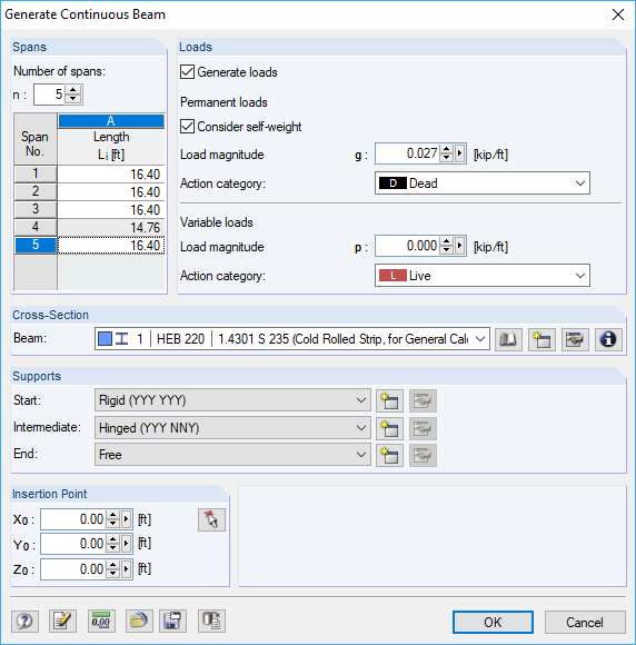Continuous Beam Generator