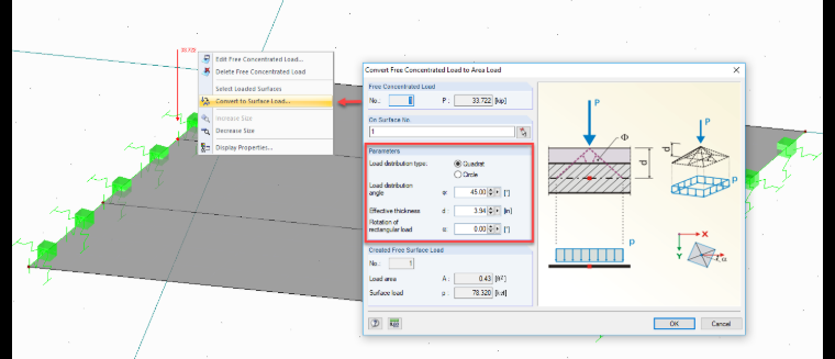 Converting Concentrated Load into Surface Load