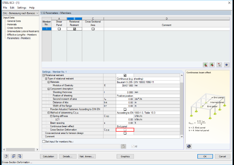 Parameter "Cross-Section Deformation" for Rotational Restraint