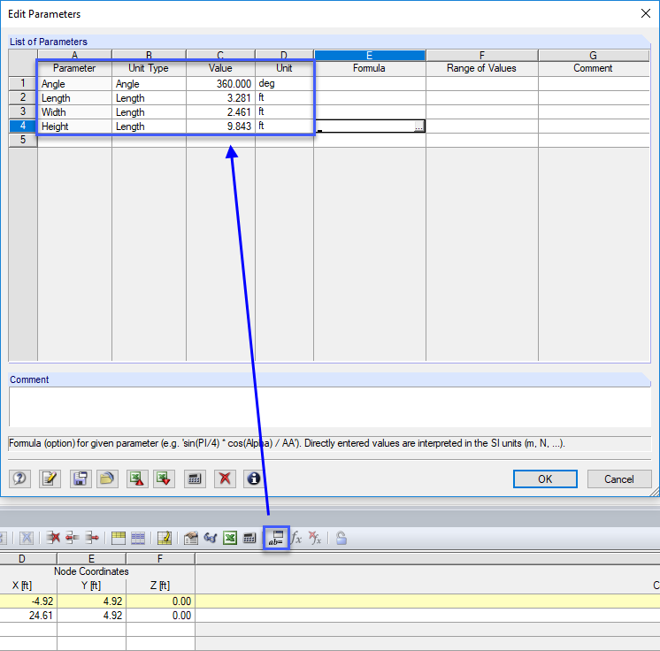 Entering Parameters
