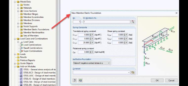 Defining Member Elastic Foundation