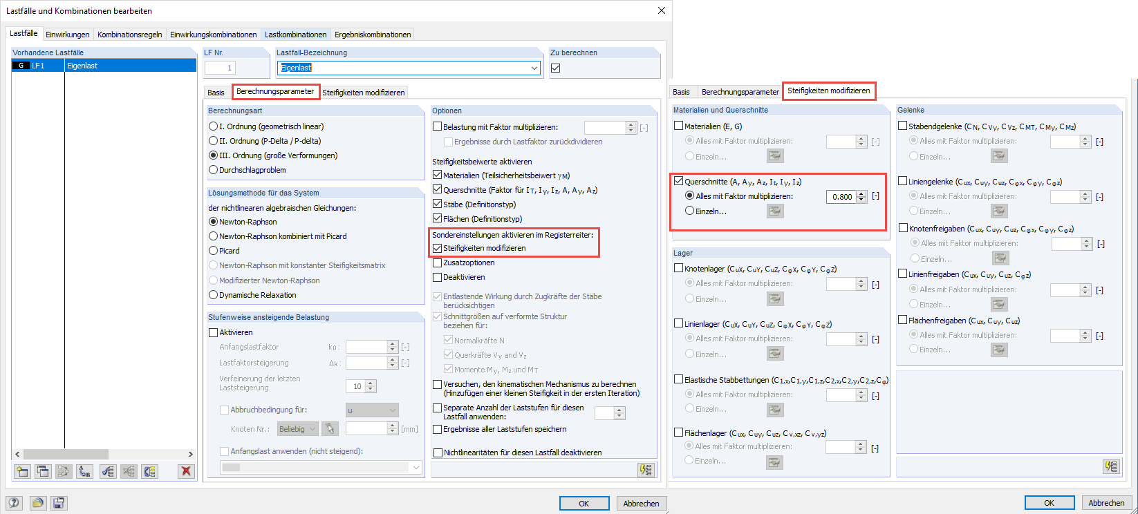 Dialog Box "Calculation Parameters"
