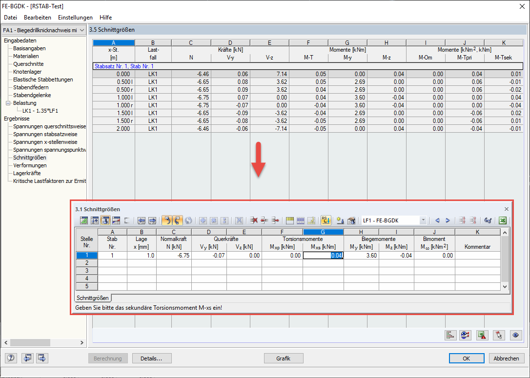 Manual Transfer of Internal Forces and Moments from FE-LTB to SHAPE-THIN Table 3.1