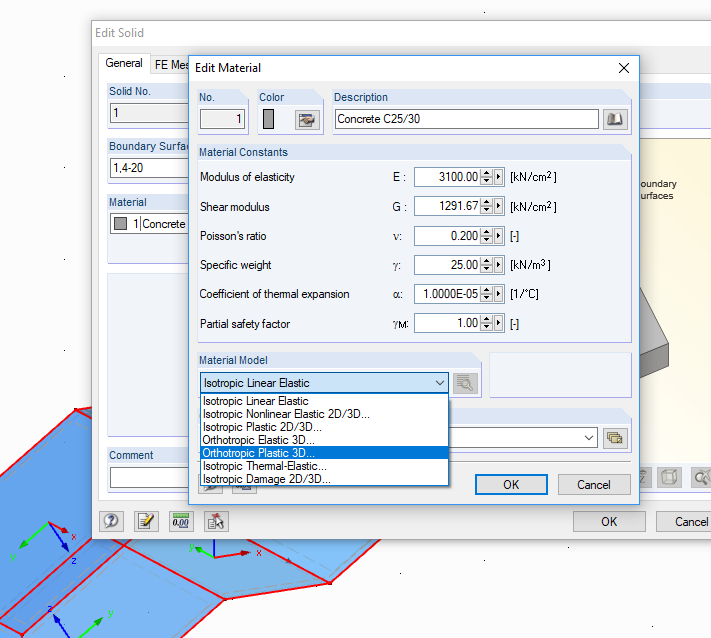 Material Model Orthotropic 3D