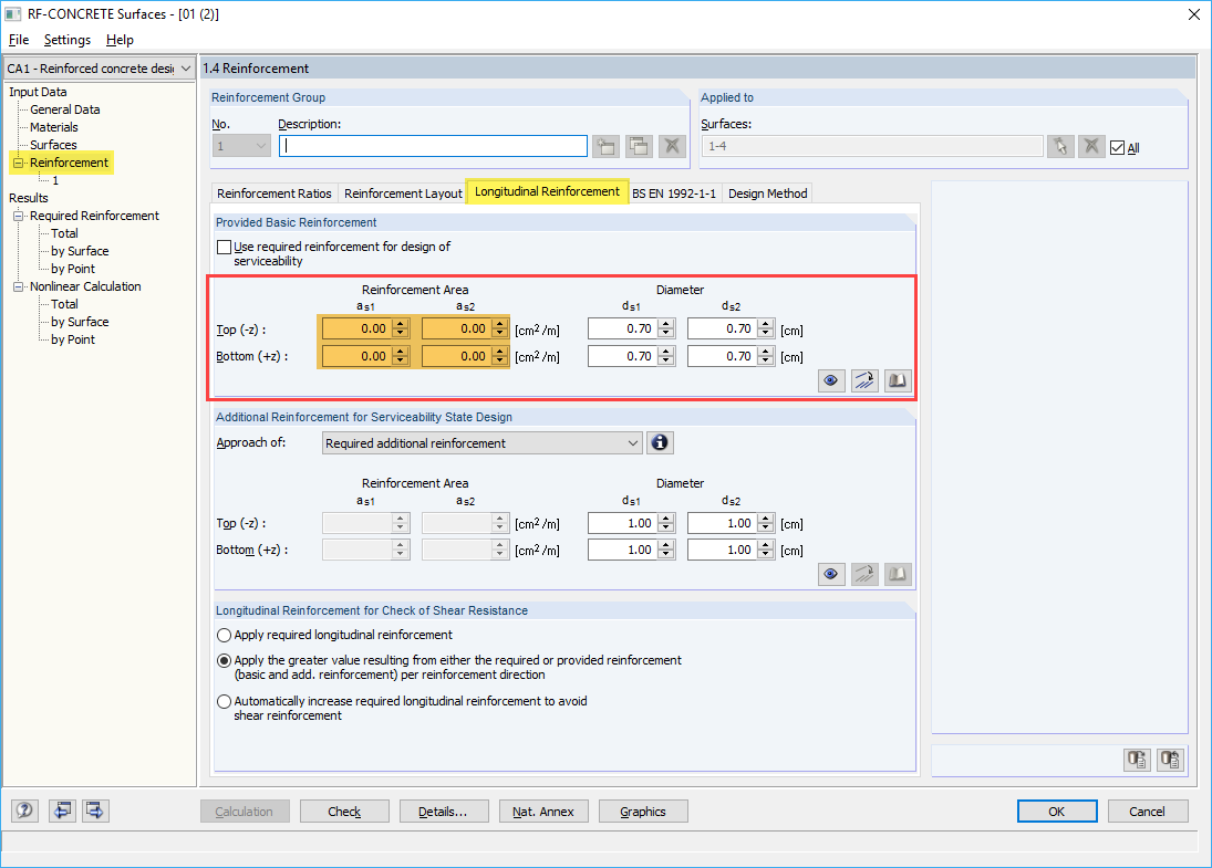 Option for Defining Basic Reinforcement