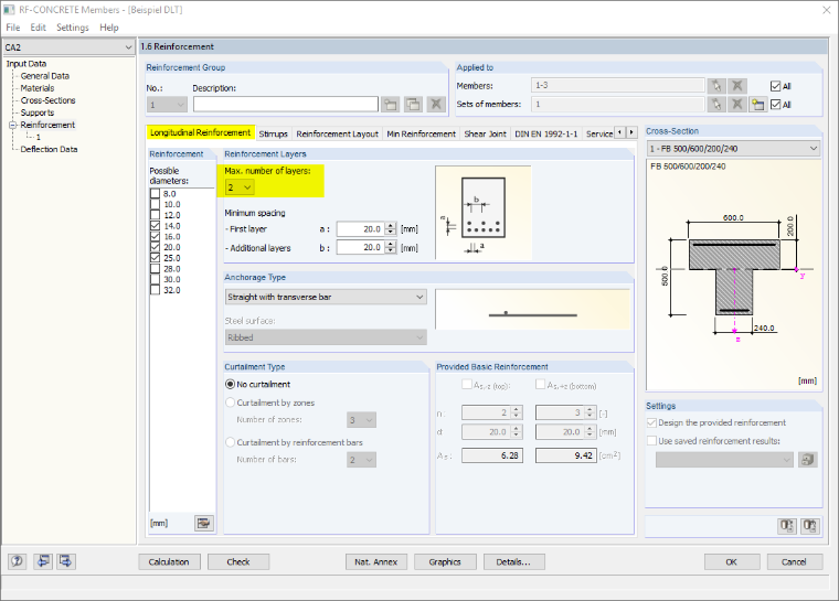 Settings for Reinforcement Layers