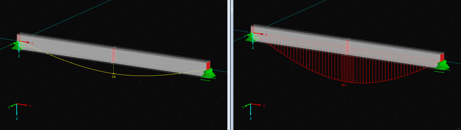 Comparison of Deformation Distribution Between RFEM and RF-CONCRETE Members