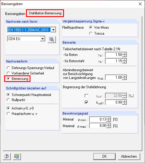 Reinforced Concrete Design with Design Form "Design"