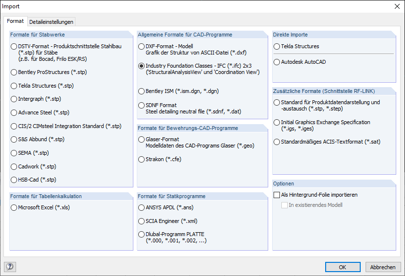 RFEM Import Formats