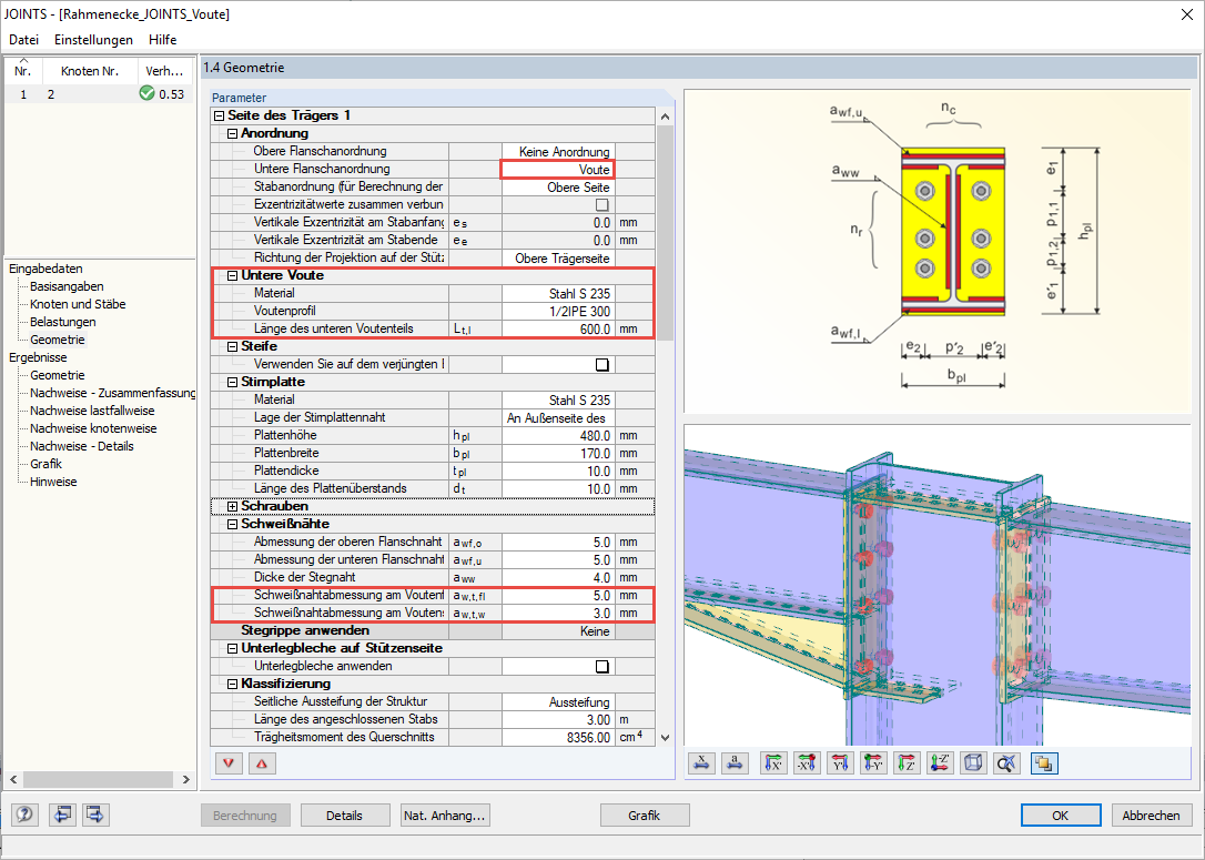Entering Taper in RF-/JOINTS Steel - Rigid