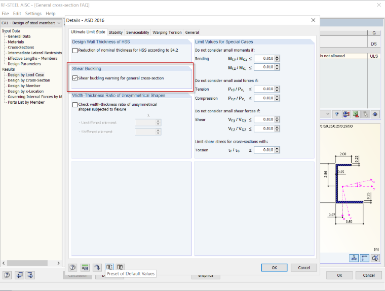Turning off Shear Buckling Check