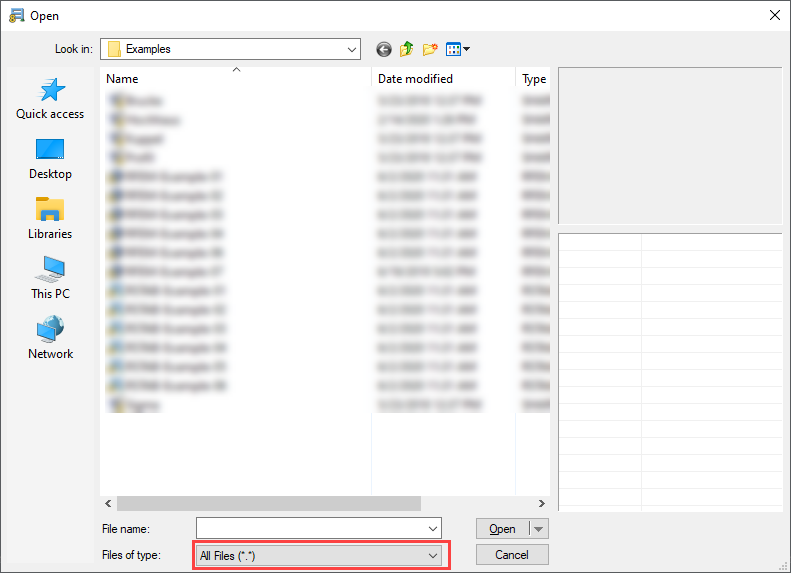 Opening Dialog Box "RSTAB 7" with Setting of File Type