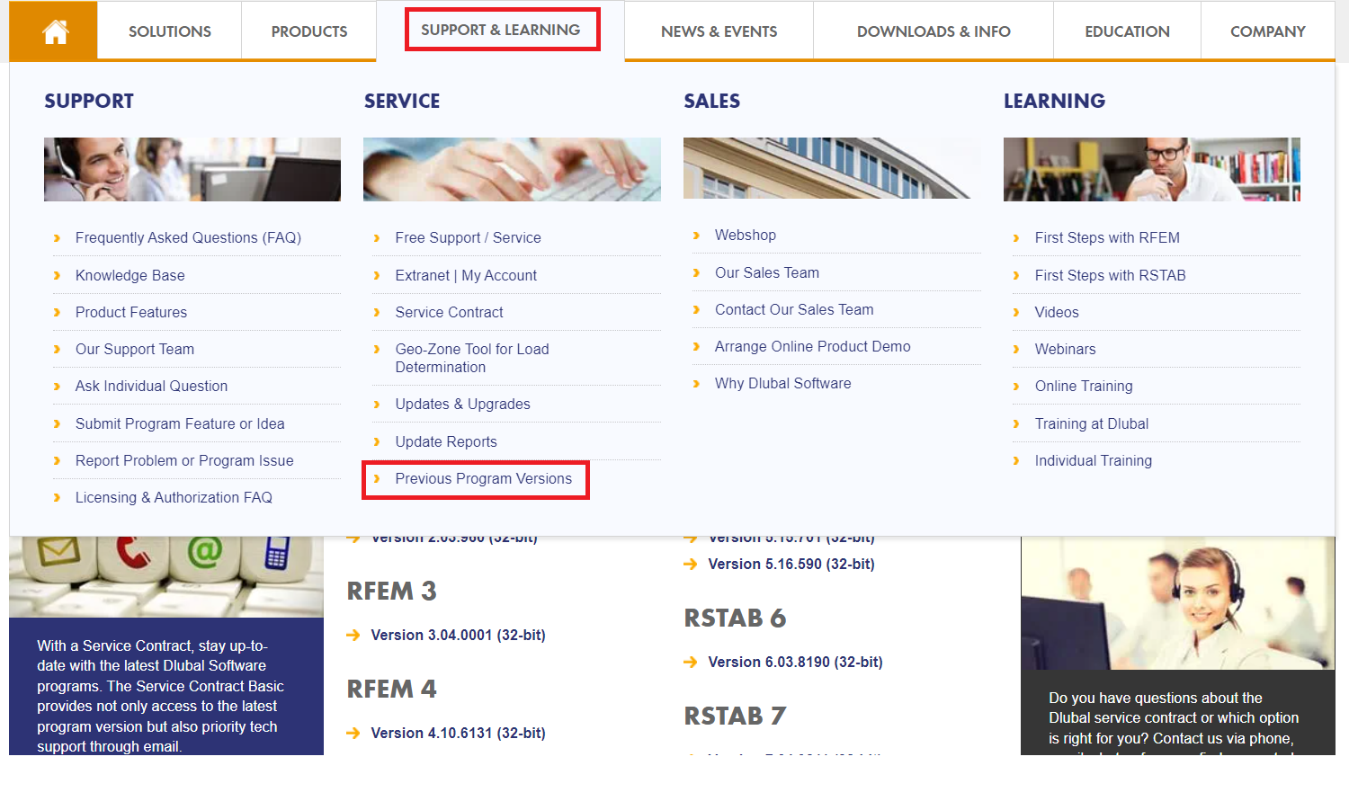 Older Program Versions on Extranet