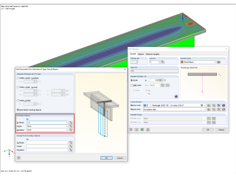 Setting of Included Objects in Result Beam