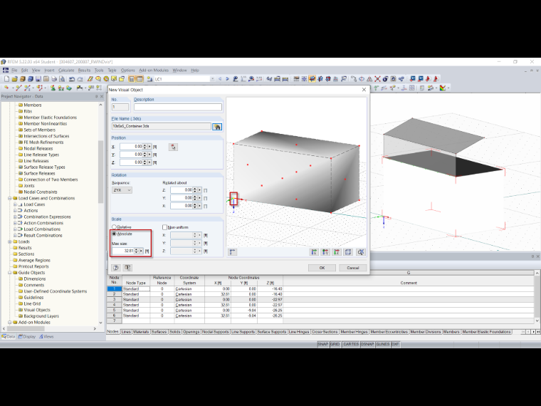 Inserting Visual Object - Settings