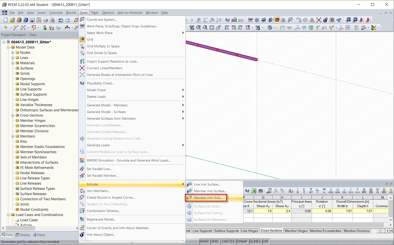 Functions for Extruding Lines and Members