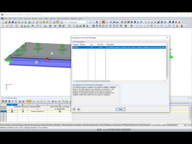 Error Message "Stiffness Matrix is Singular"