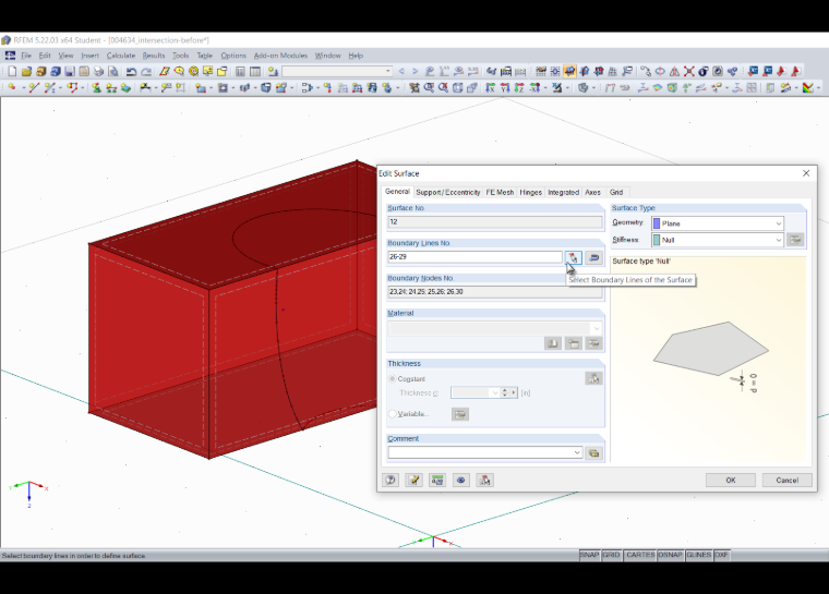 Modifying Boundary Lines of Top Surface