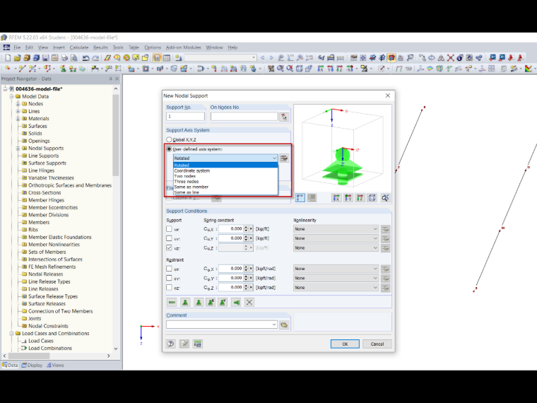 Axis Systems for Supports