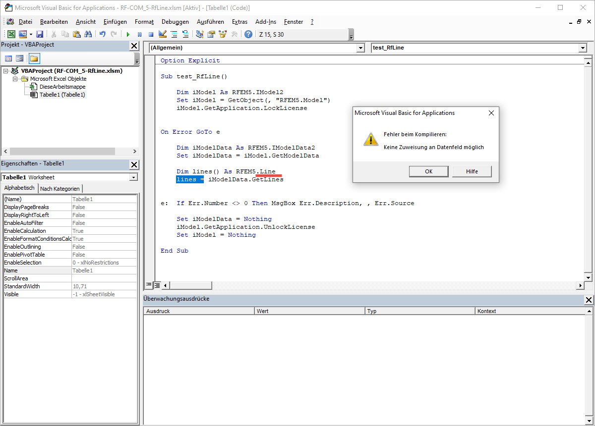 Object RFEM.Line Causing EXCEL Internal Error