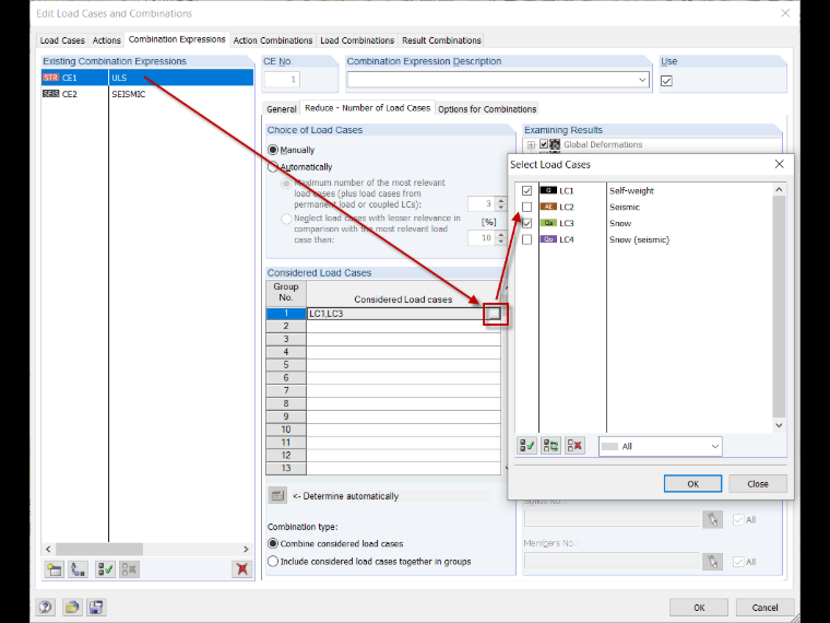 Settings for Permanent/Transient Design Situation