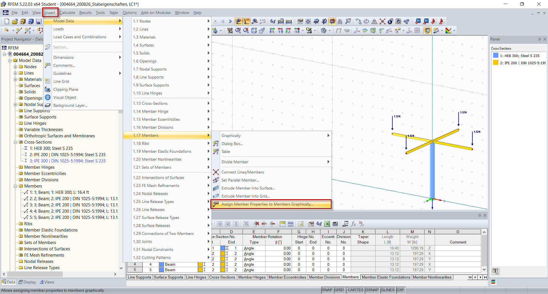 Function "Assign Member Properties Graphically"