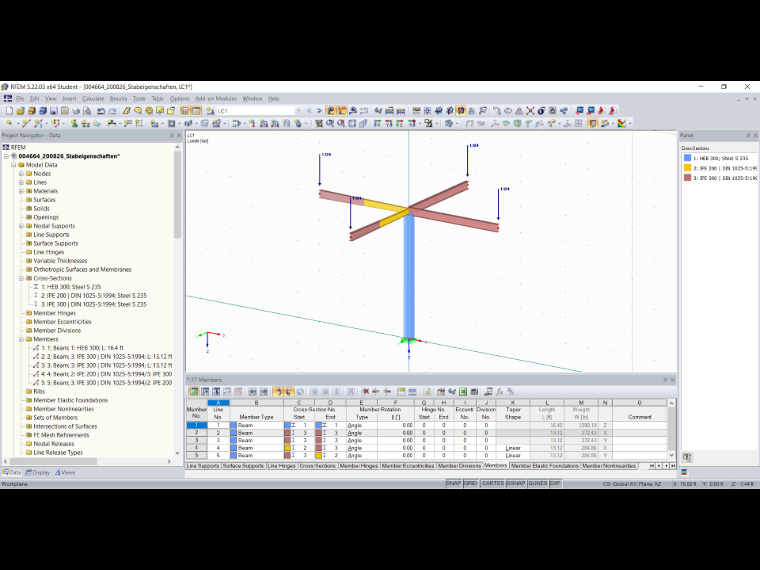 Structural System After Graphical Assignment of Member Properties