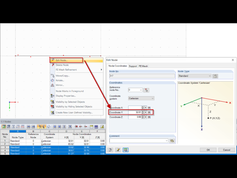 Adjusting Node Coordinates