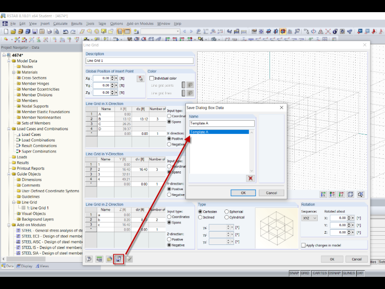 Saving Line Grid as Template