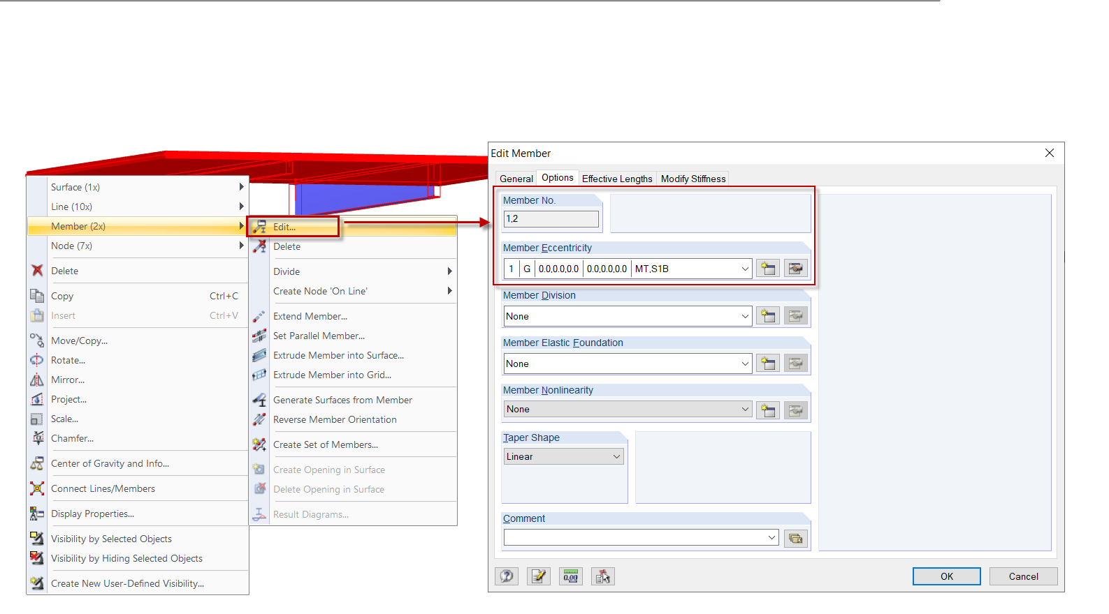 Multi-Selection, Shortcut Menu (Right) and "Edit Member" (Left)