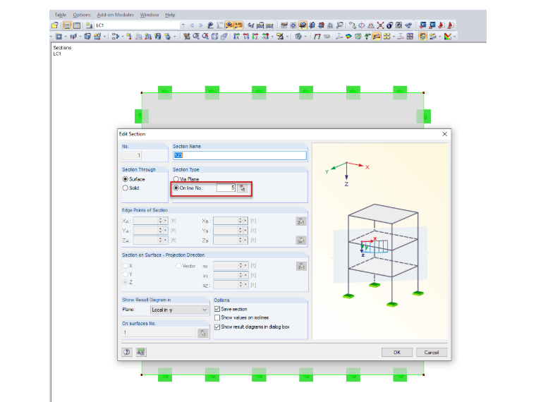 Defining Section on Line