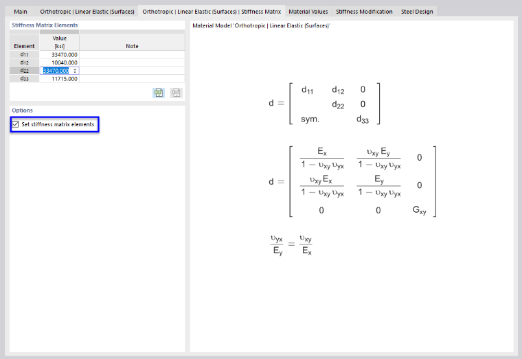 Defining Stiffness Matrix Elements