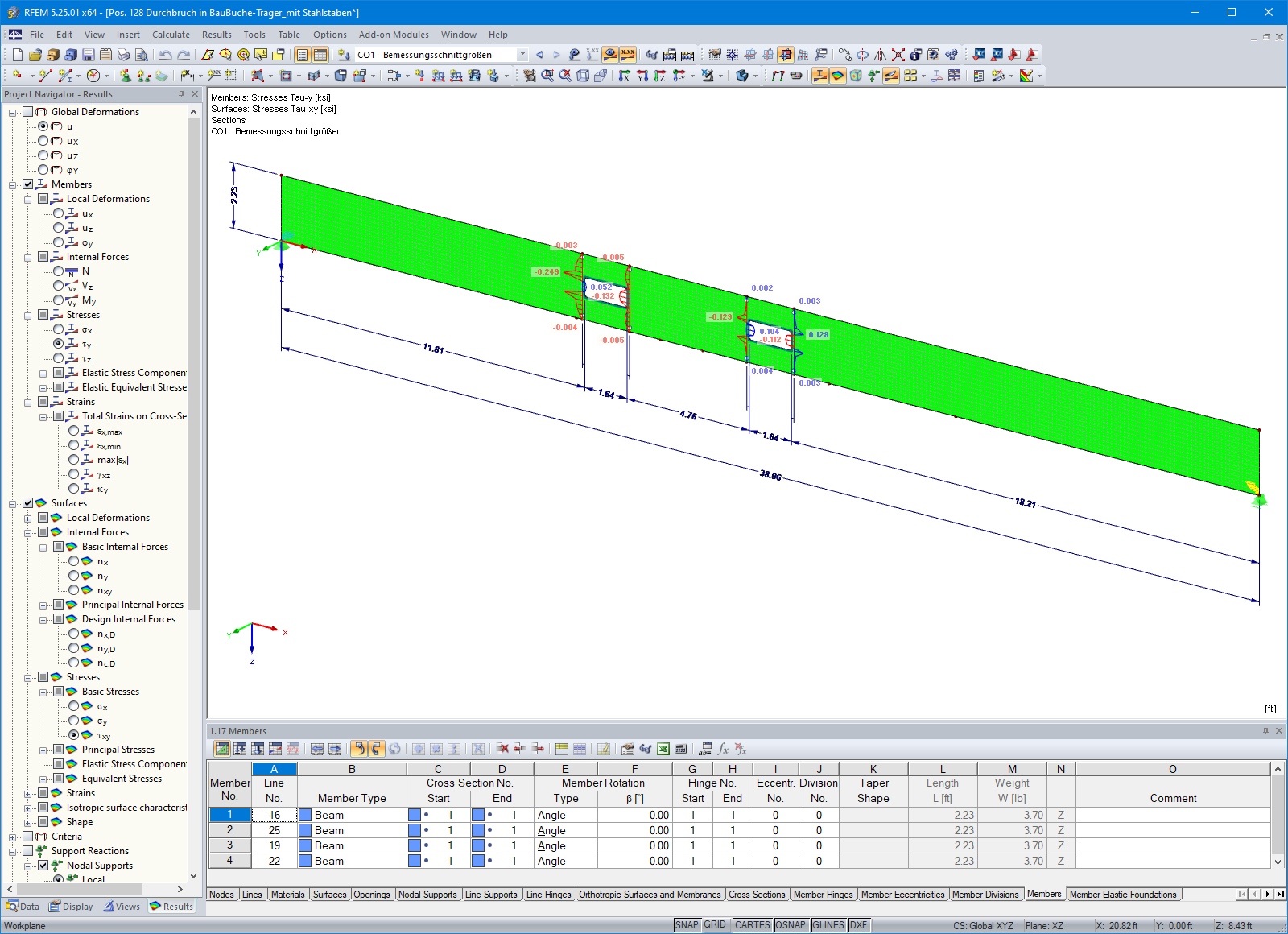 Stress Analysis of BauBuche Beam with Openings in RFEM (© PIRMIN JUNG)