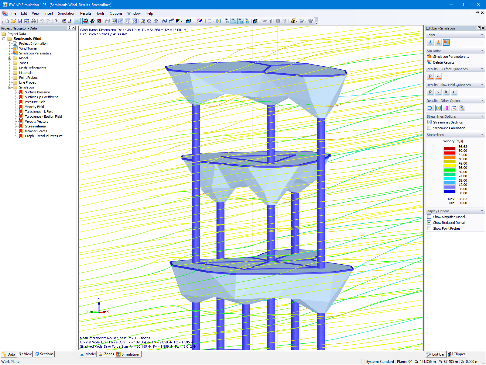 Streamlines in RWIND Simulation in Area of Upper Plant Bowls (© Timbatec)