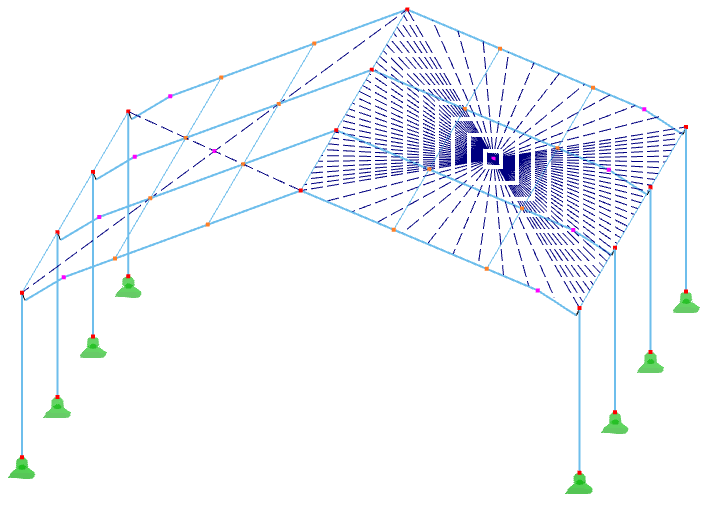 Rigid Link of Roof Planes by Four Nodes (Left) and Four Lines (Right)